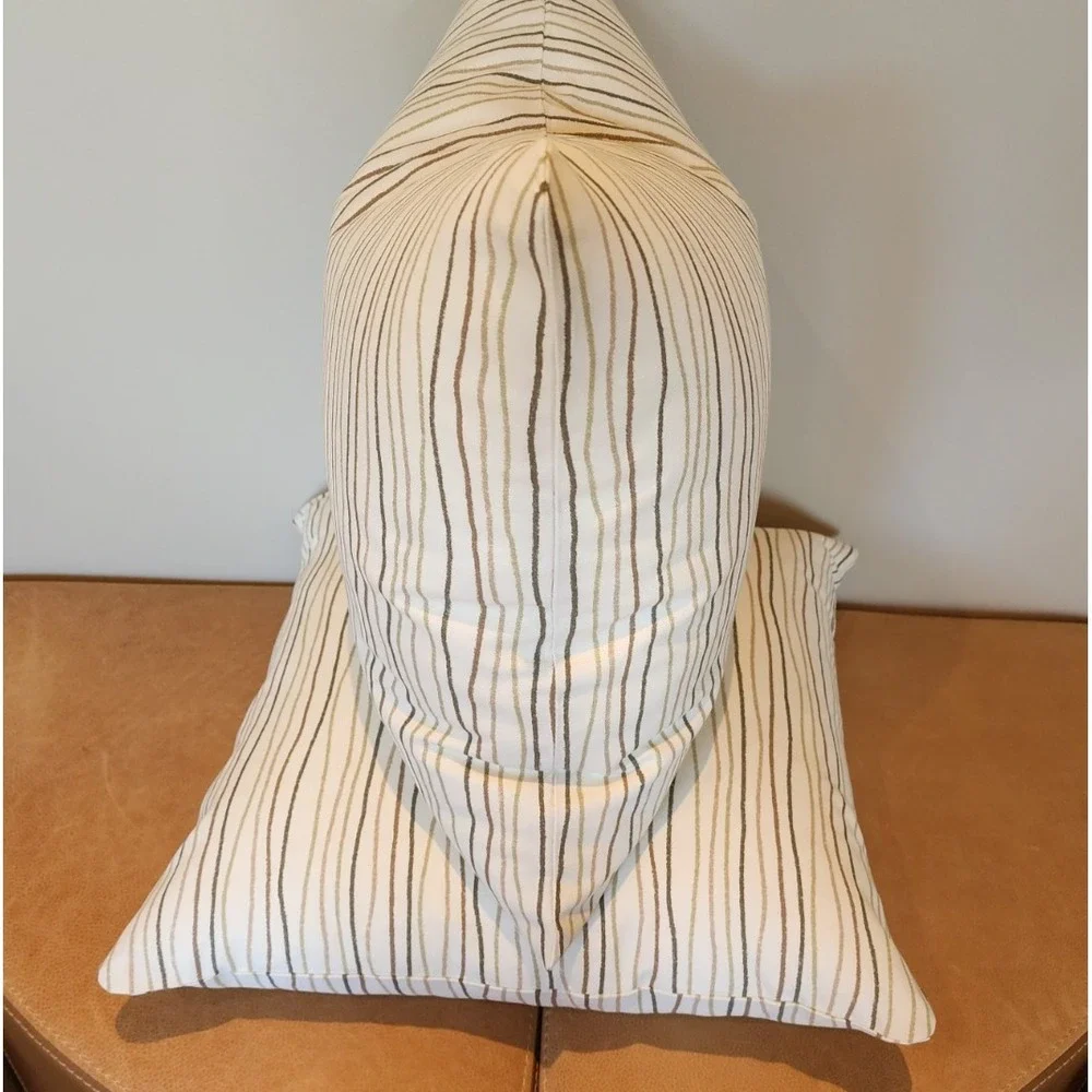 Magnolia Home 20x20 Throw Pillow Cover Pair Streamers Sage Tan Wavy Line Zip NEW